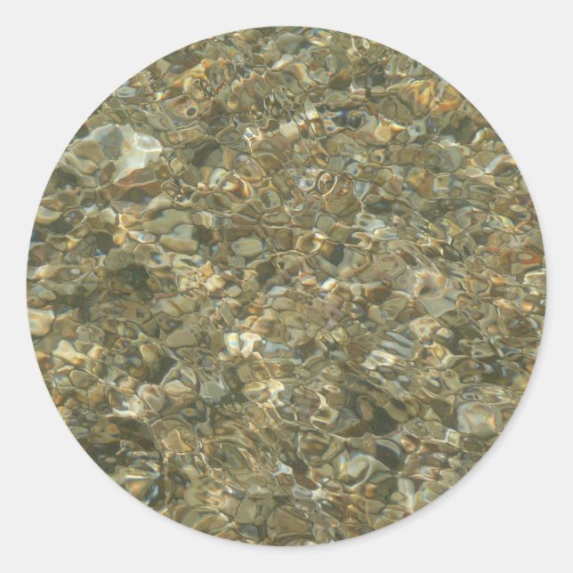 Shells Under Rippling Water Classic Round Sticker (Front)