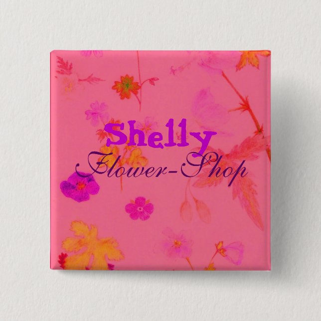 , Shelly, Flower-Shop 15 Cm Square Badge (Front)
