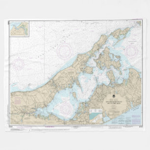 Shelter Island Sound and Peconic Bays Chart Fleece Blanket