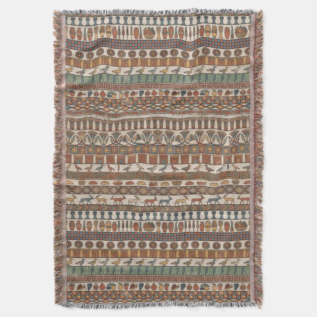 Shelter of Memphis: Old Kingdom Pattern Throw Blanket (Front Vertical)