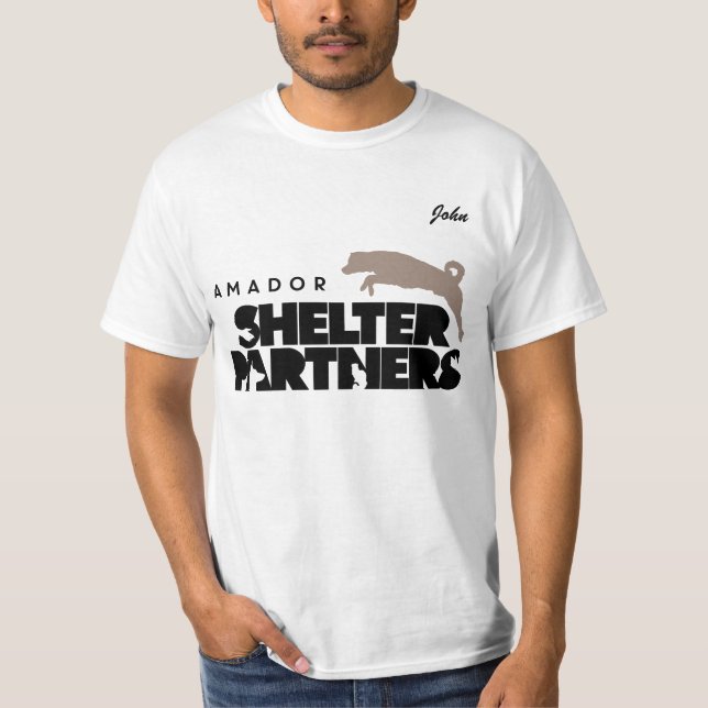 SHELTER Partners Logo Apparel Custom Name T-Shirt (Front)