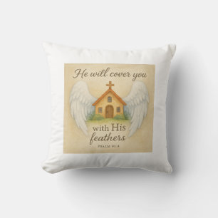 "Sheltered by His Wings" Cushion