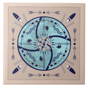 Sheltering Moon Mandala Native Symbols Tile