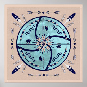 Sheltering Moon Native Symbol Mandala Poster Print