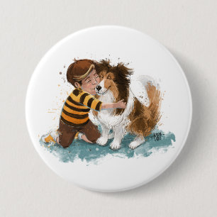 Sheltie and Boy Dog Hug 7.5 Cm Round Badge