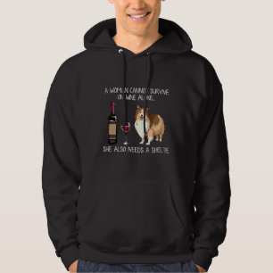 Sheltie And Wine Dog Fitted Hoodie