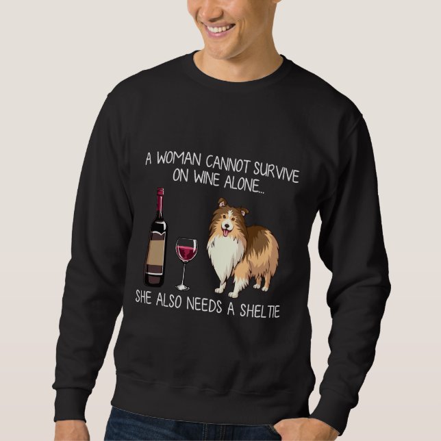 Sheltie And Wine Dog Fitted Sweatshirt (Front)
