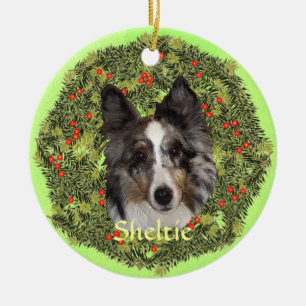 Sheltie Art Ceramic Tree Decoration