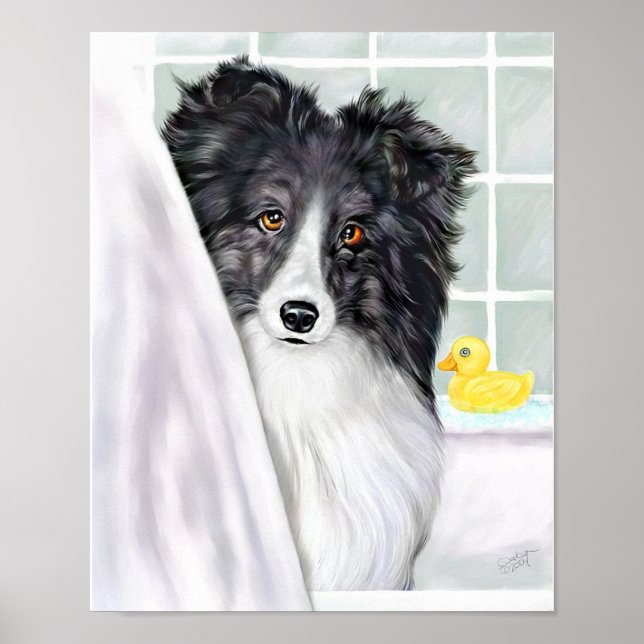 Sheltie Bath Bi Black Poster (Front)