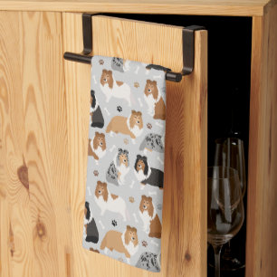 Sheltie Bones and Paws Kitchen Towel