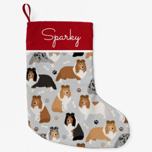 Sheltie Bones and Paws Small Christmas Stocking
