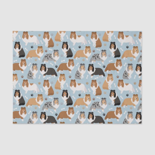 Sheltie Bones and Paws Tissue Paper (Front)