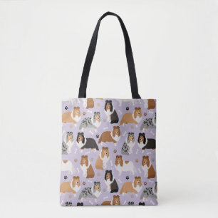 Sheltie Bones and Paws Tote Bag