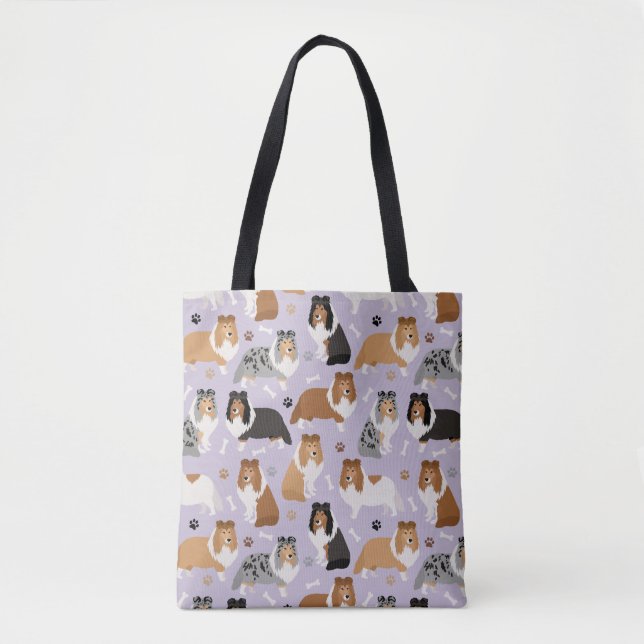 Sheltie Bones and Paws Tote Bag (Front)