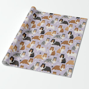 Sheltie Bones and Paws Wrapping Paper