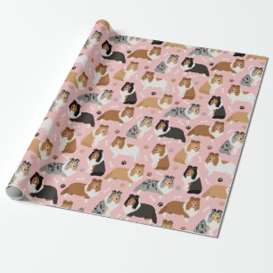 Sheltie Bones and Paws Wrapping Paper