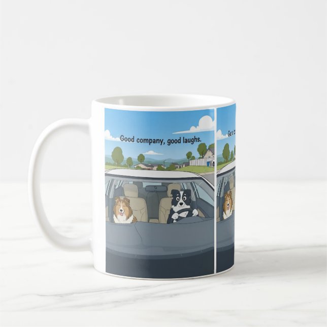 Sheltie border collie cartoon coffee mug (Left)