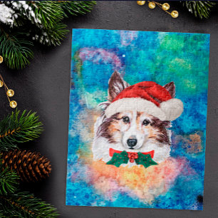 Sheltie Breed Dog Christmas Jigsaw Puzzle