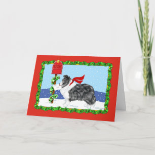 Sheltie Christmas Mail Bi Black Holiday Card