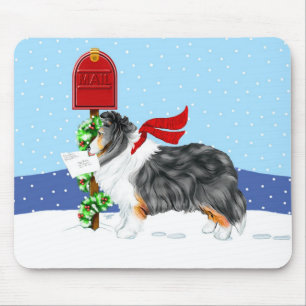 Sheltie Christmas Mail Tri Colour Mouse Pad