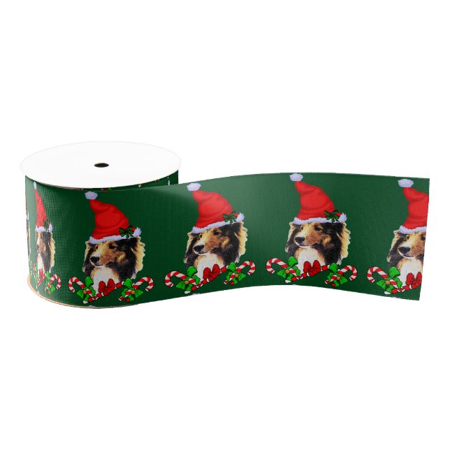 Sheltie Christmas Merry Grosgrain Ribbon (Spool)