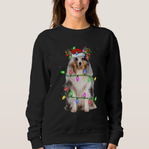 Sheltie Christmas Tree Light Pajama Dog Xmas Sweatshirt