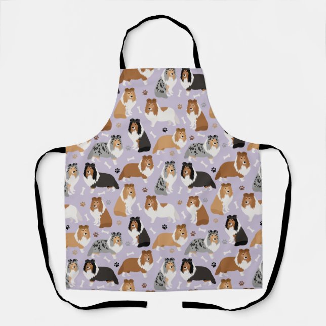 Sheltie Dog Bones and Paws Apron (Front)