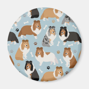 Sheltie Dog Bones and Paws Magnet