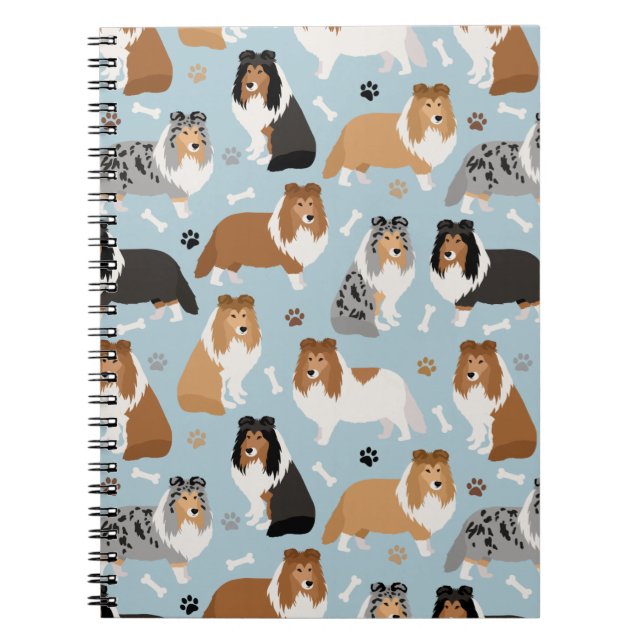 Sheltie Dog Bones and Paws Notebook (Front)