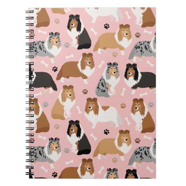 Sheltie Dog Bones and Paws Notebook (Front)