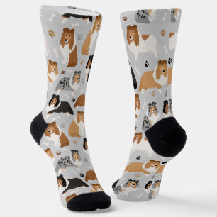 Sheltie Dog Bones and Paws Socks