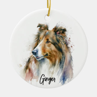 Sheltie Dog Breed Personalised Ceramic Ornament