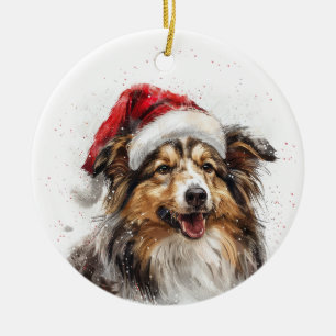 Sheltie Dog Christmas Personalised Ceramic Ornament