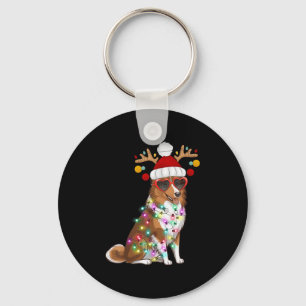 Sheltie Dog Funny Christmas Xmas Lights Santa Desi Key Ring