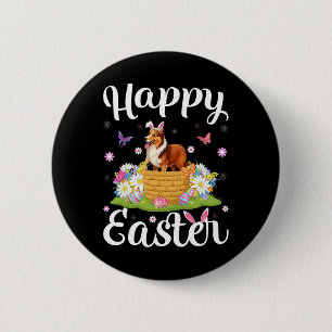 Sheltie Dog Happy Easter Egg Hunt Bunny Ear Easter 6 Cm Round Badge