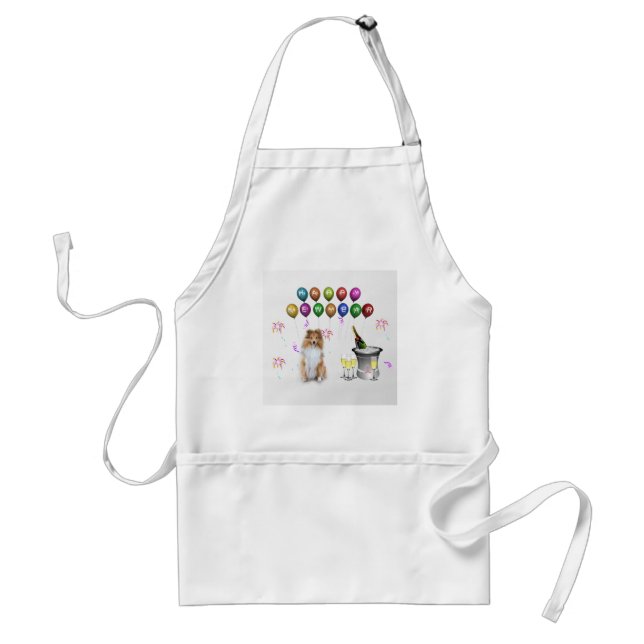 Sheltie Dog Happy New Year Standard Apron (Front)