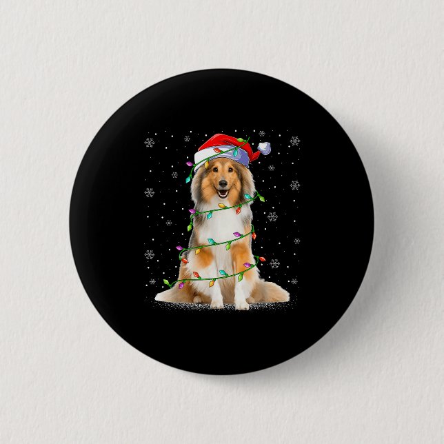 Sheltie Dog Lover Xmas Lighting Santa Sheltie Chri 6 Cm Round Badge (Front)