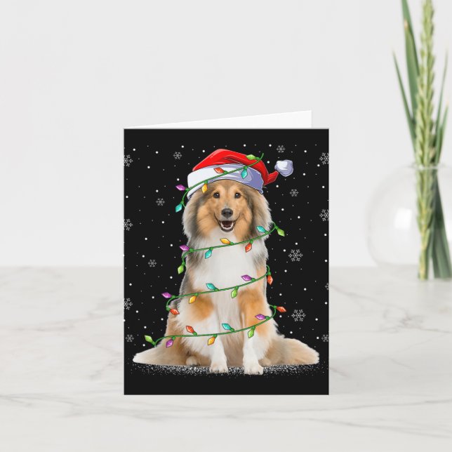 Sheltie Dog Lover Xmas Lighting Santa Sheltie Chri Card (Front)
