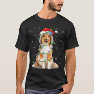 Sheltie Dog Lover Xmas Lighting Santa Sheltie Chri T-Shirt