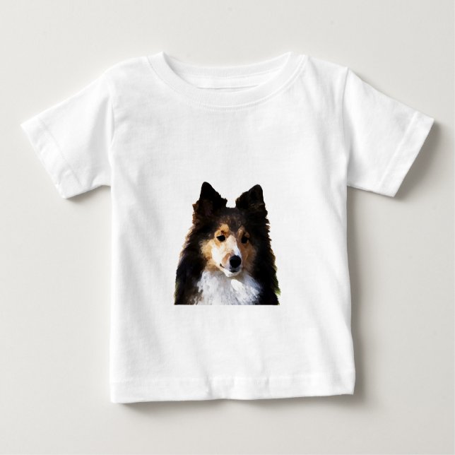 Sheltie Dog painting sketch Baby T-Shirt (Front)
