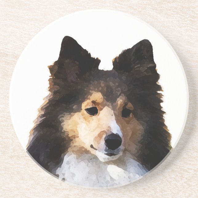 Sheltie Dog painting sketch Coaster (Front)