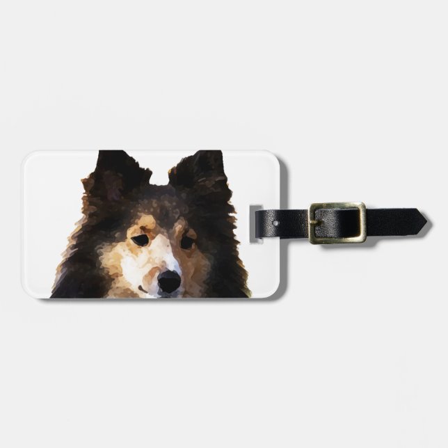 Sheltie Dog painting sketch Luggage Tag (Front Horizontal)