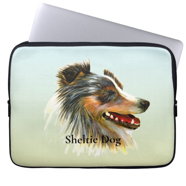 Sheltie Dog Pet Watercolor Painting Laptop Sleeve (Front)