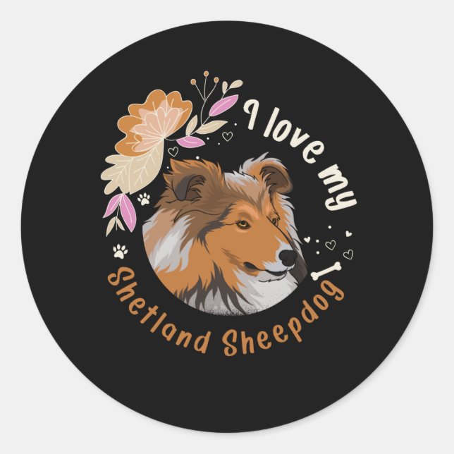Sheltie Dog Shetland Sheepdog Gift Idea Classic Round Sticker (Front)