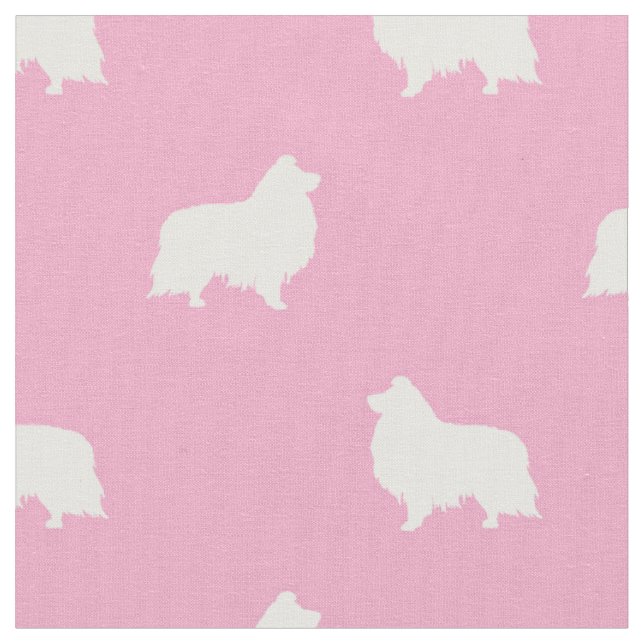 sheltie dog silhouette pink fabric (Close Up)