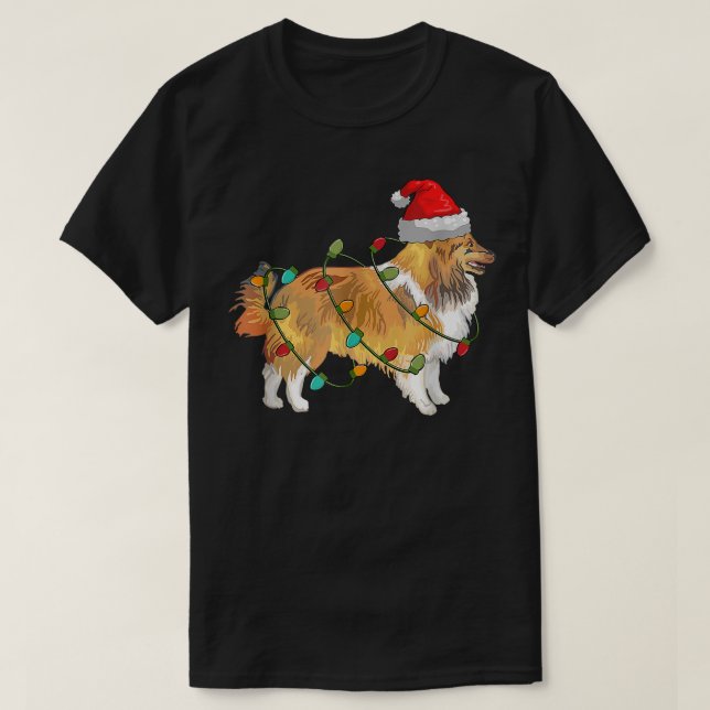 Sheltie Dog Ugly Christmas Sweater Xmas Tree Light (Design Front)