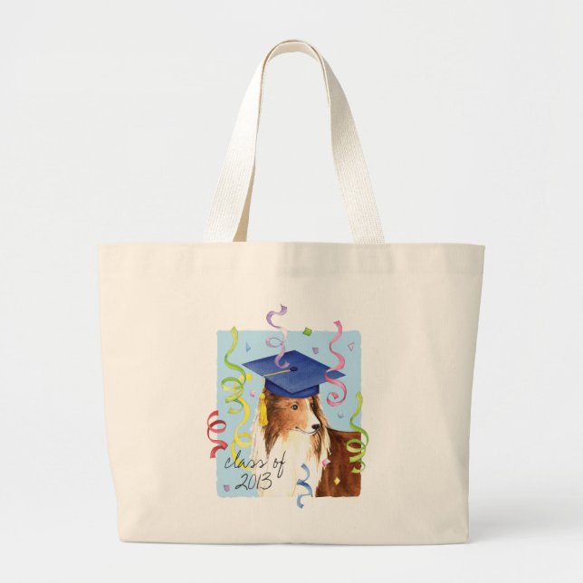 Sheltie Graduate Large Tote Bag (Front)