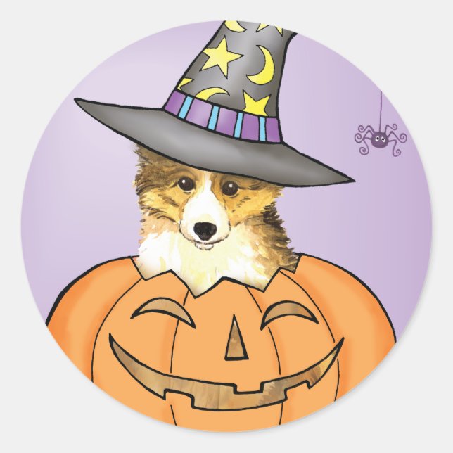 Sheltie Halloween Classic Round Sticker (Front)