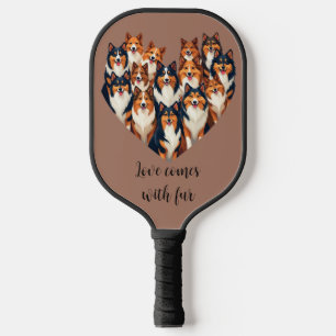 Sheltie Heart Illustration Cute Shetland Sheepdog Pickleball Paddle