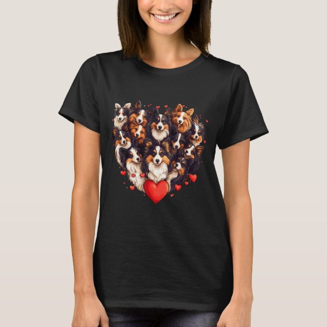 Sheltie Heart-shaped Cute Sheltie Dog Lover Men Wo T-Shirt (Front)
